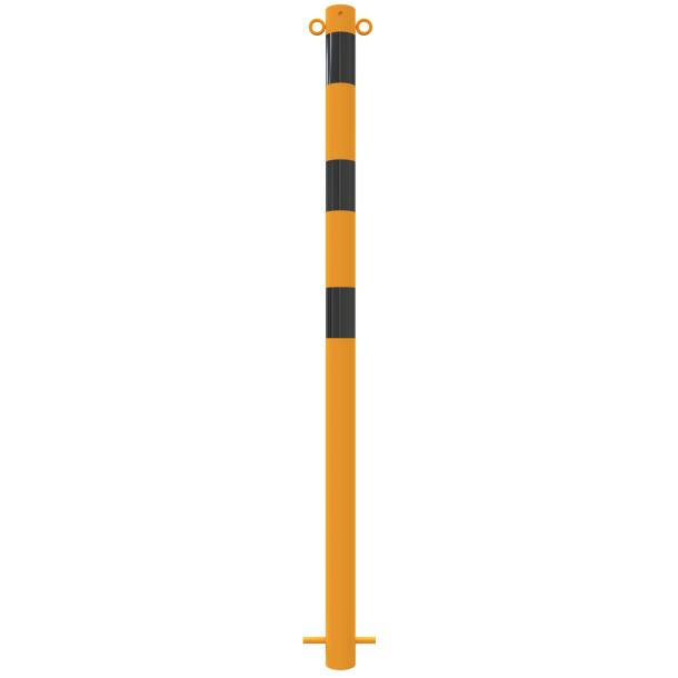 Barrier post | steel tube  60 x 2,5 mm | yellow / black | stationary, for casting in concretewith ground anchor | with 2 eyelets